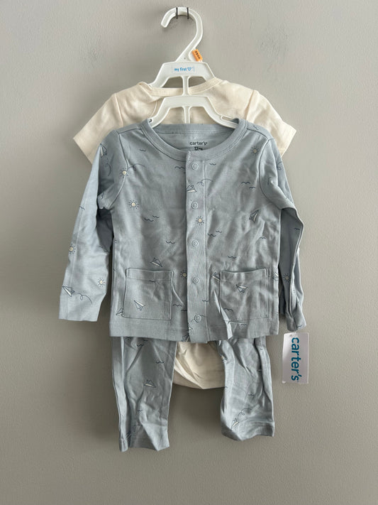 NEW carters 12m blue nautical 3pc set