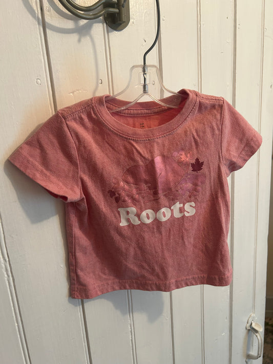 Roots 3/6m pink tshirt