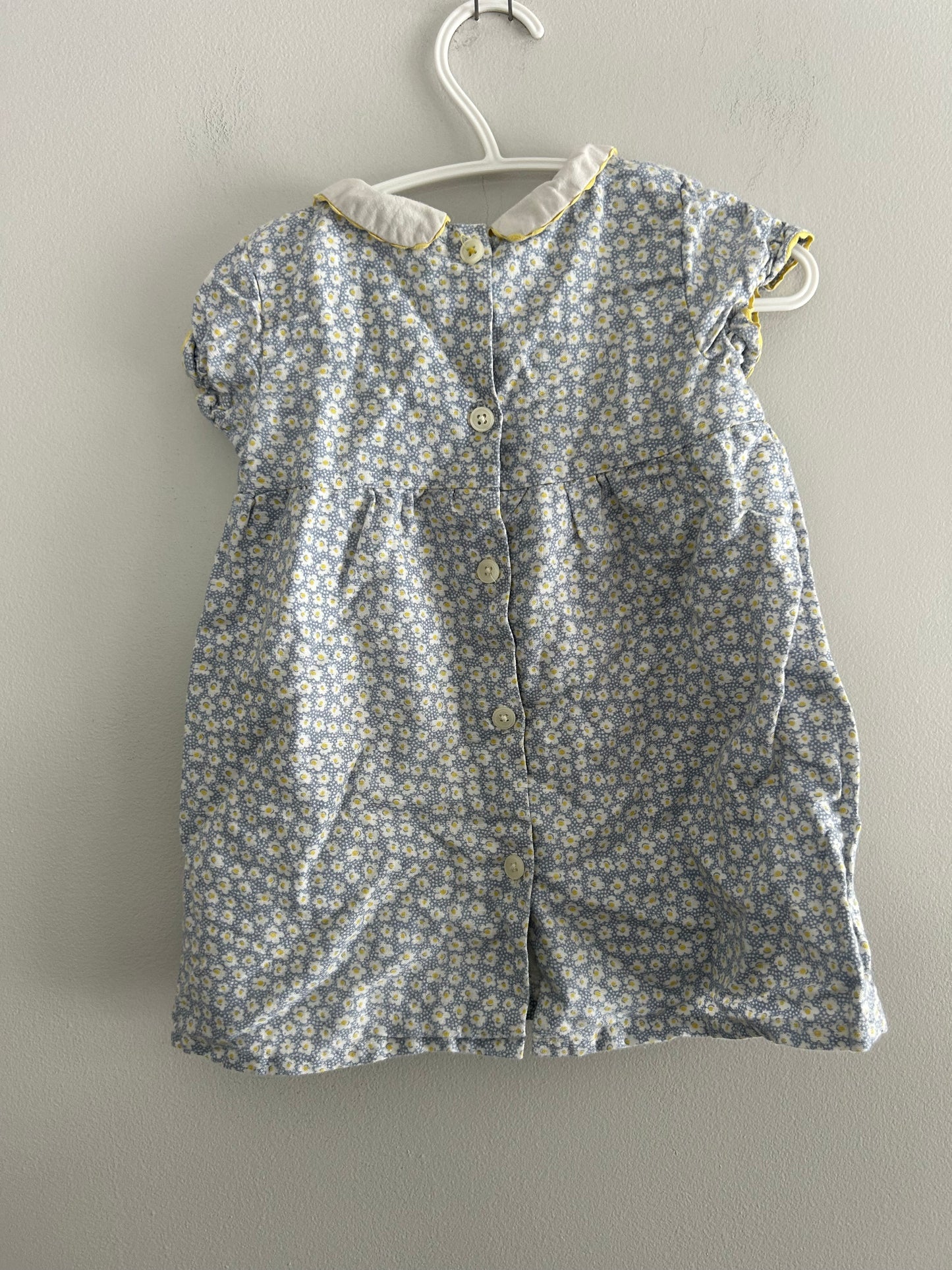 Baby Boden 6/12m blue & yellow floral dress