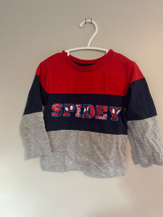 Marvel 2t red, blue & grey spiderman long sleeve top
