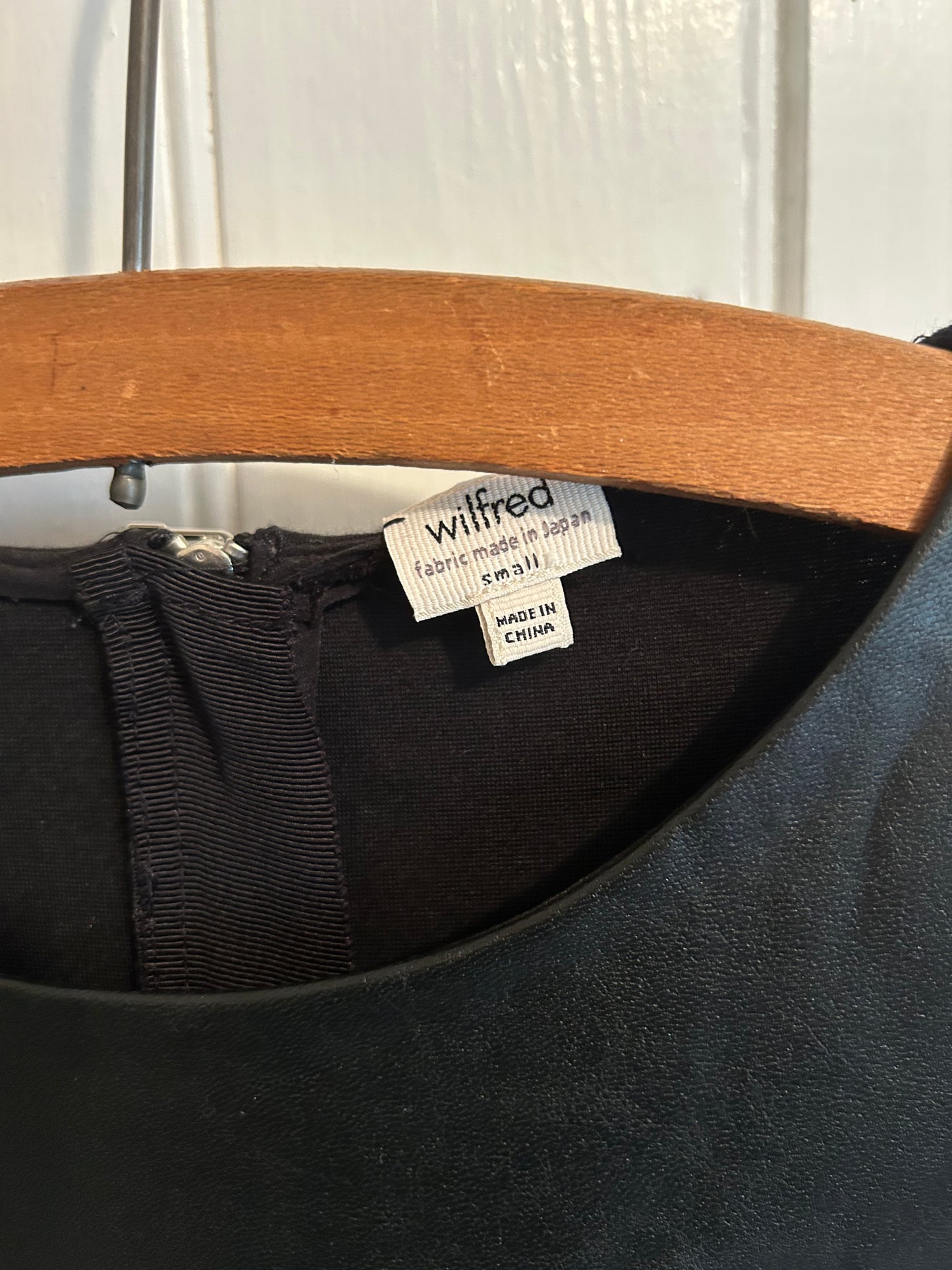 Wilfred Aritzia small black pleather bodycon dress