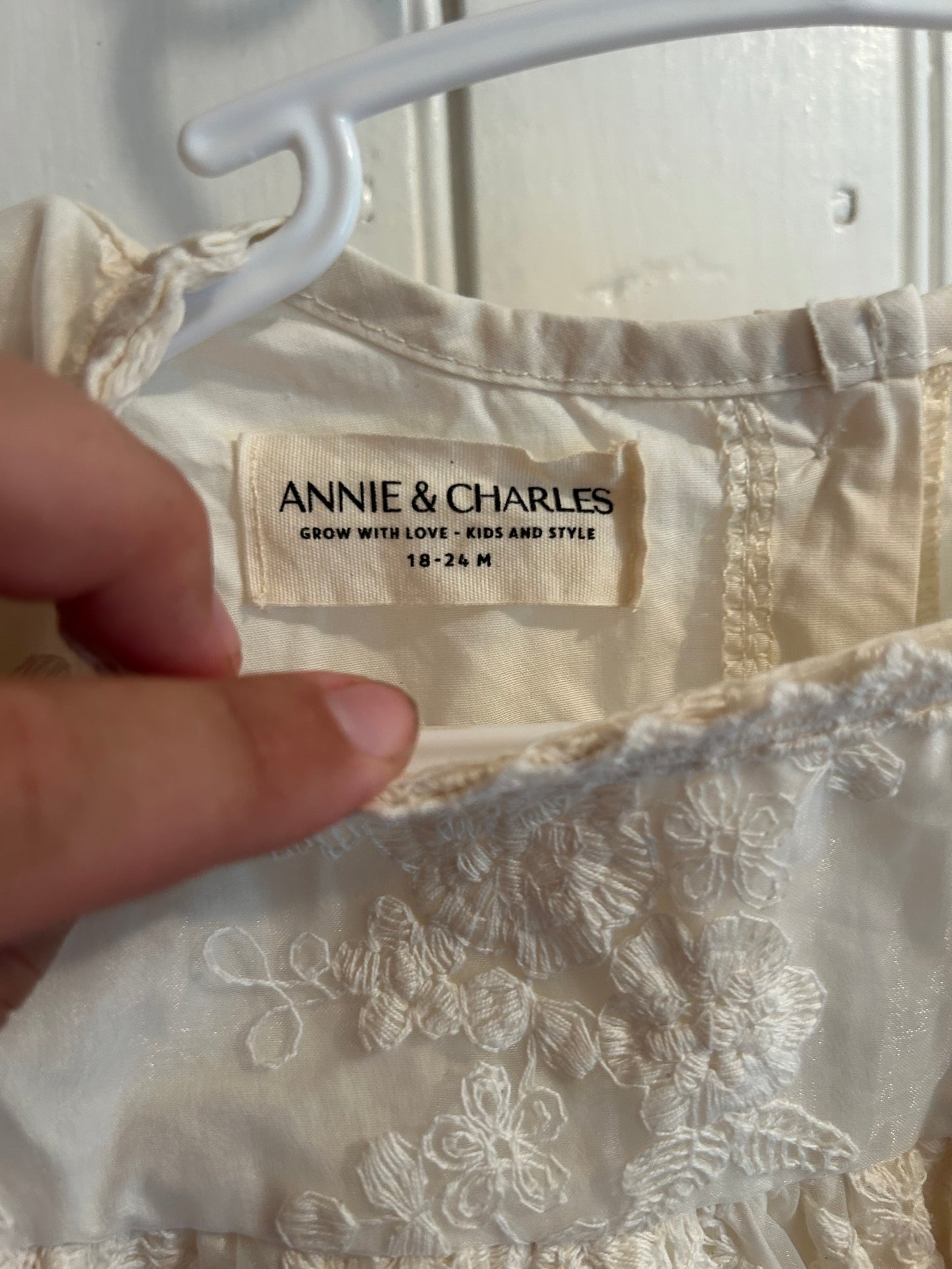 Annie & Charles 18/24m white lace onesie dress