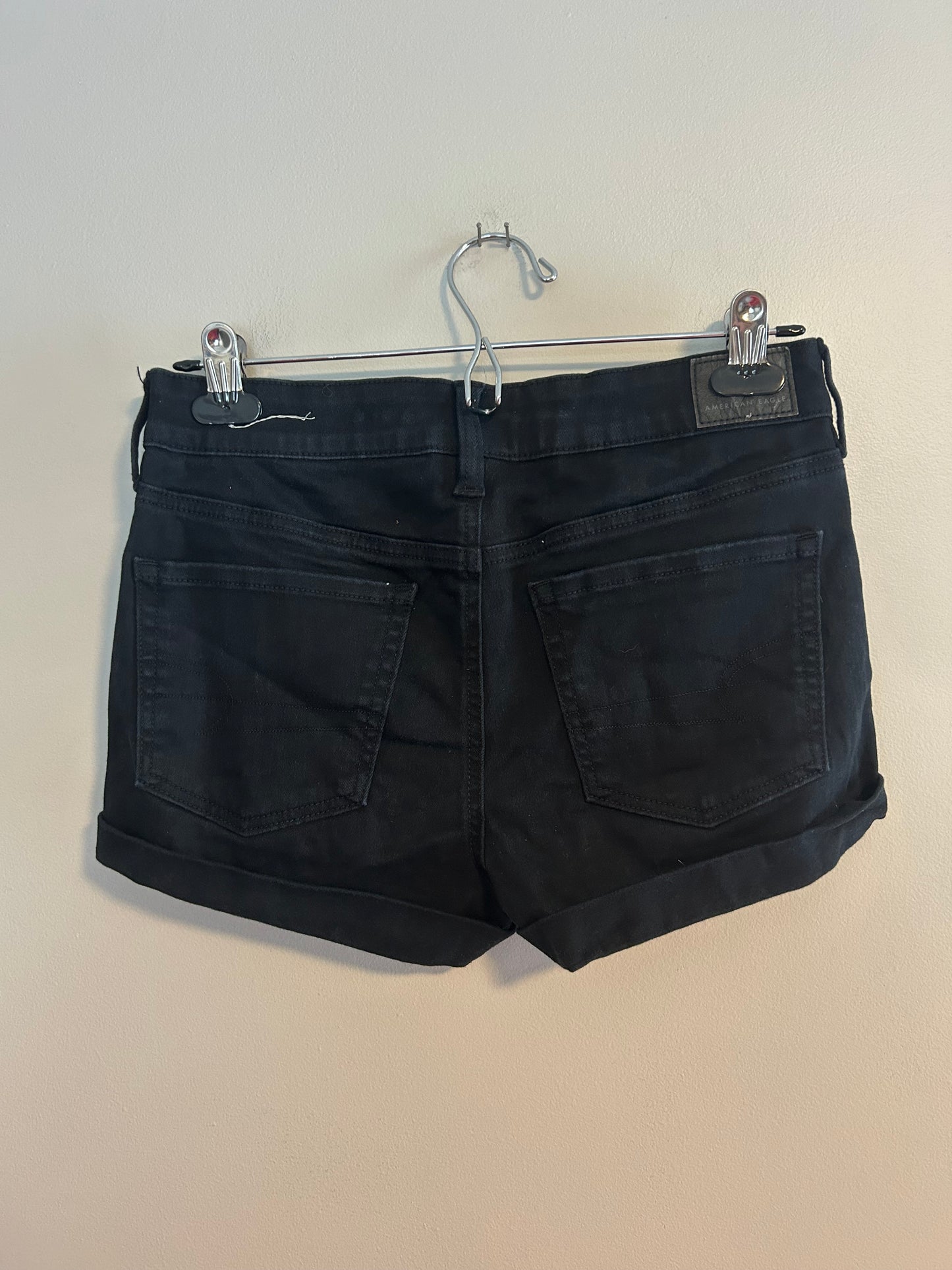 American eagle 6 black denim shorts