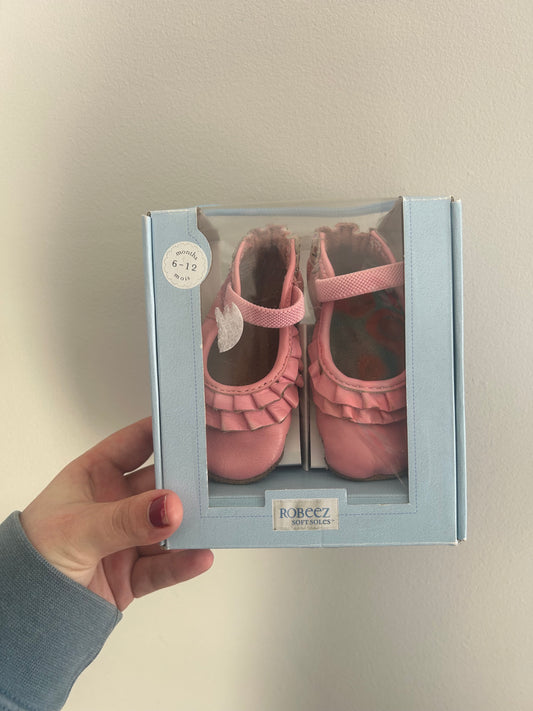 Robeez 6/12m pink ruffle leather shoes