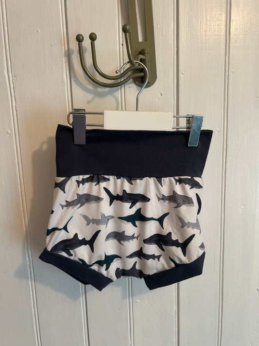 Handmade 3t navy sharks bummie shorte