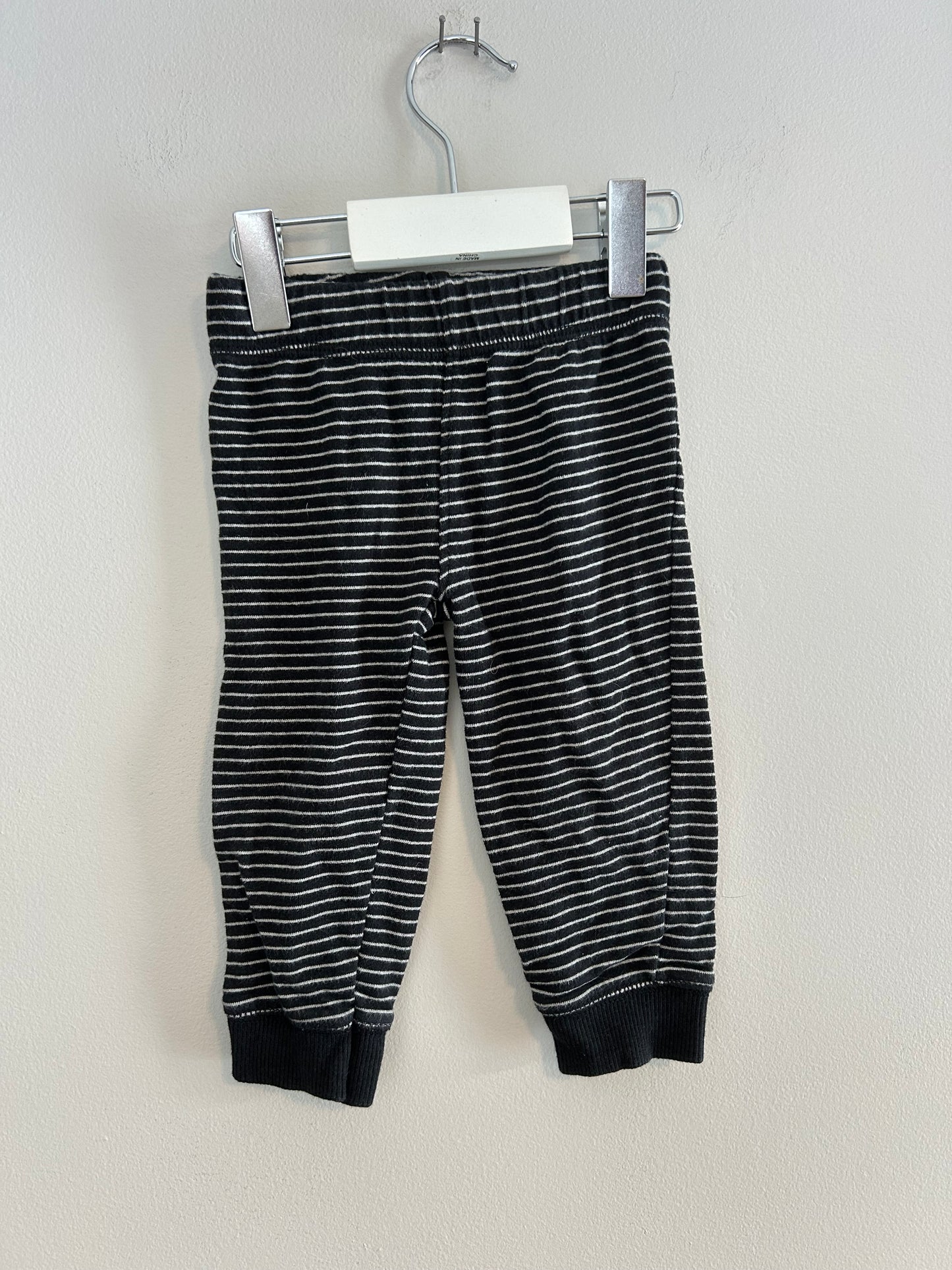 Carters 12m black & white striped joggers