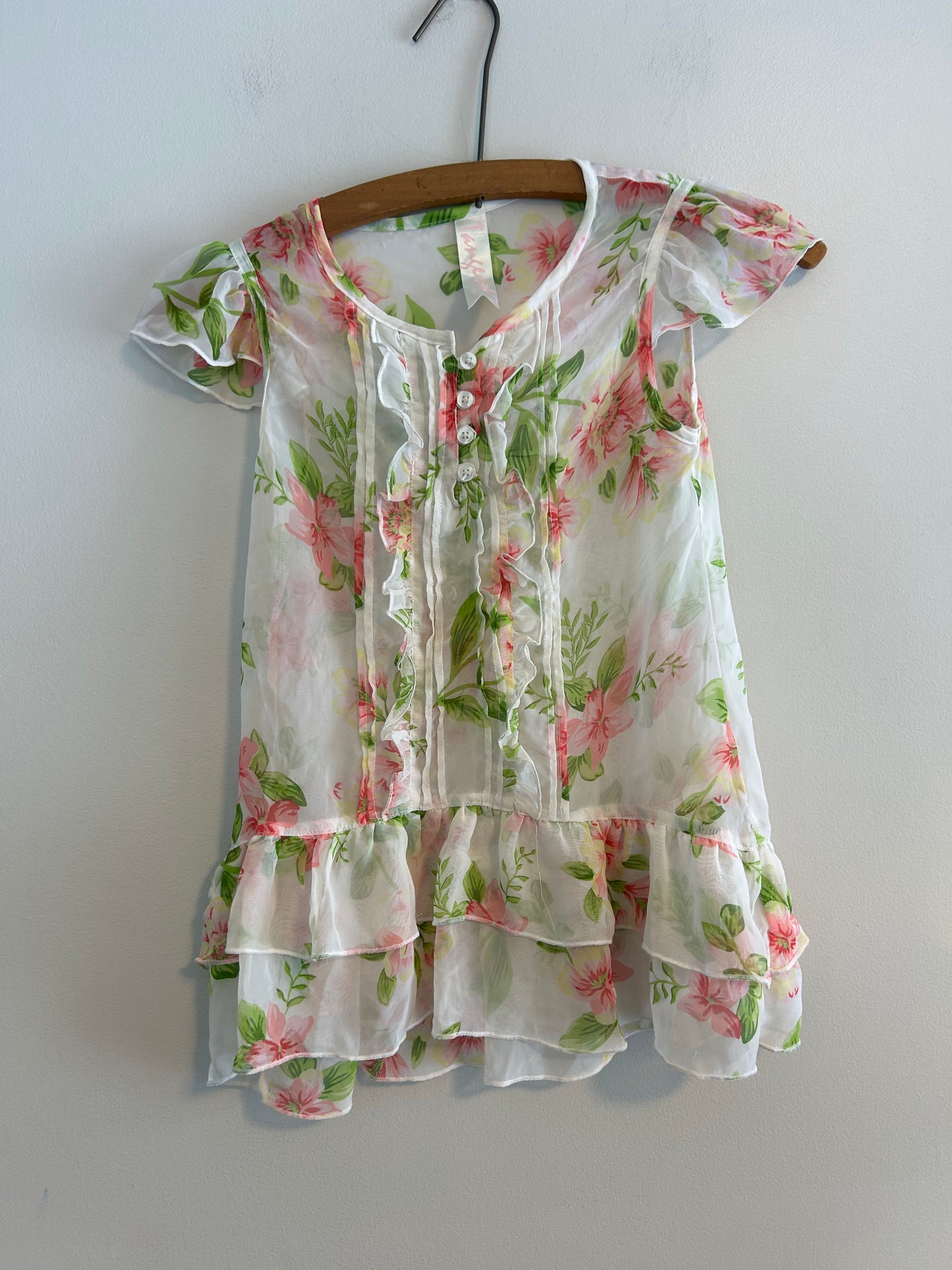 Tangerine girls 8 floral sheer tunic