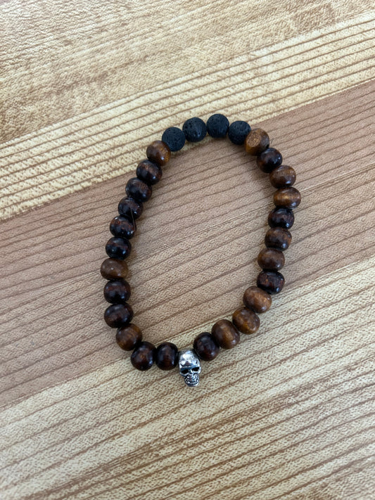 Brown skull beaded bracelet