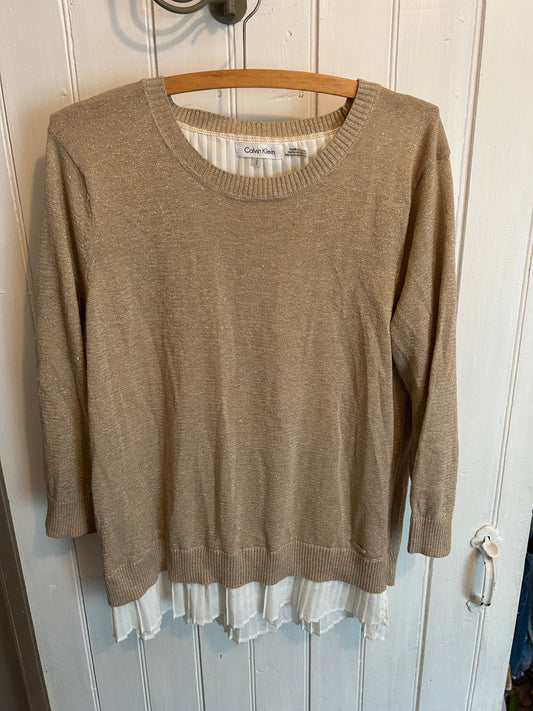 Calvin Klein large gold sweater with pleated liner