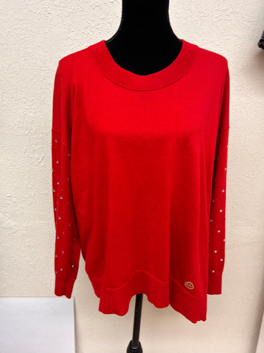 NEW Michael Kors 1x red sequin sweater