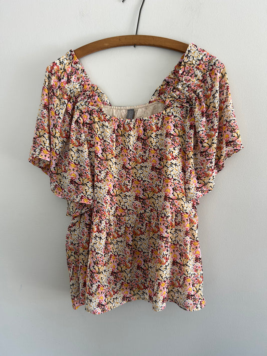 Culture small pink floral blouse