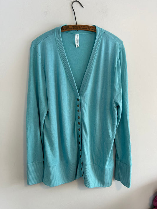 Zenana 3x teal button up cardigan
