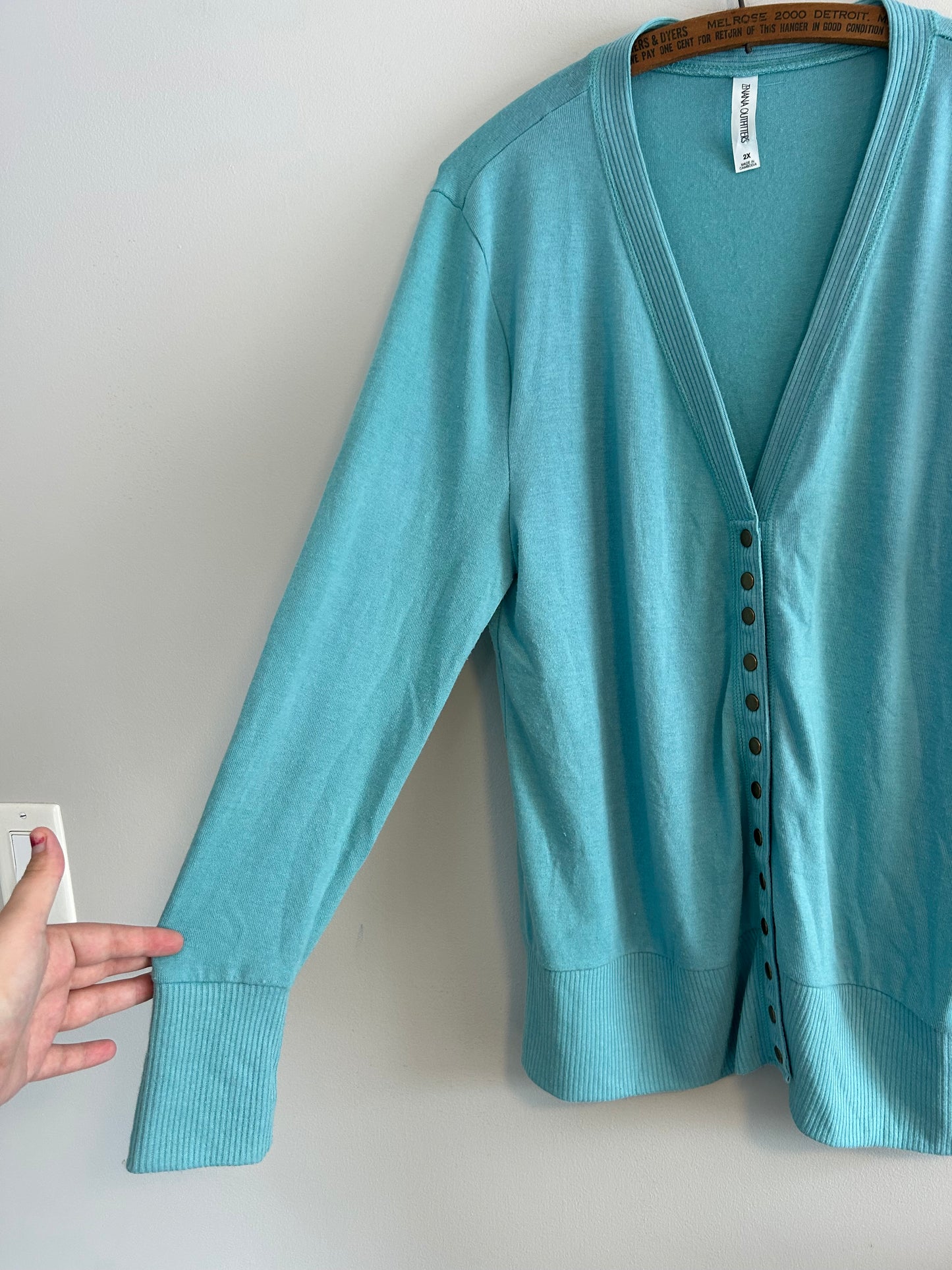 Zenana 3x teal button up cardigan