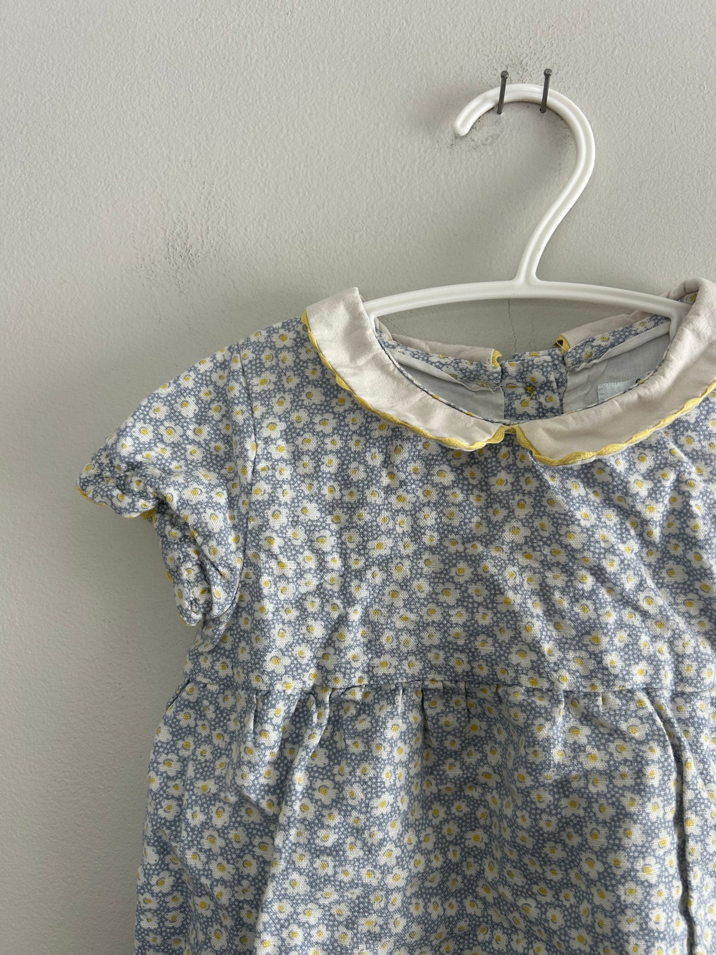 Baby Boden 6/12m blue & yellow floral dress